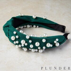 Plunder Design Emerald Green Studded Pearl Headband